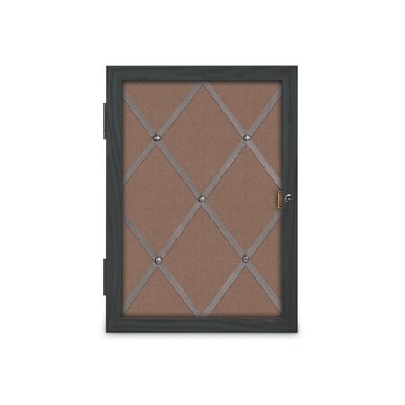 United Visual Products Sliding Door 12" Wood Framed Display Cas, UVDC1651-OAK-DRKSPR UVDC1651-OAK-DRKSPR
